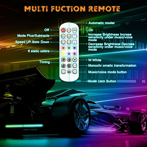 Multi Color Chasing Neon Light Kit with Application/remote Control and Music Mode Rock Lights