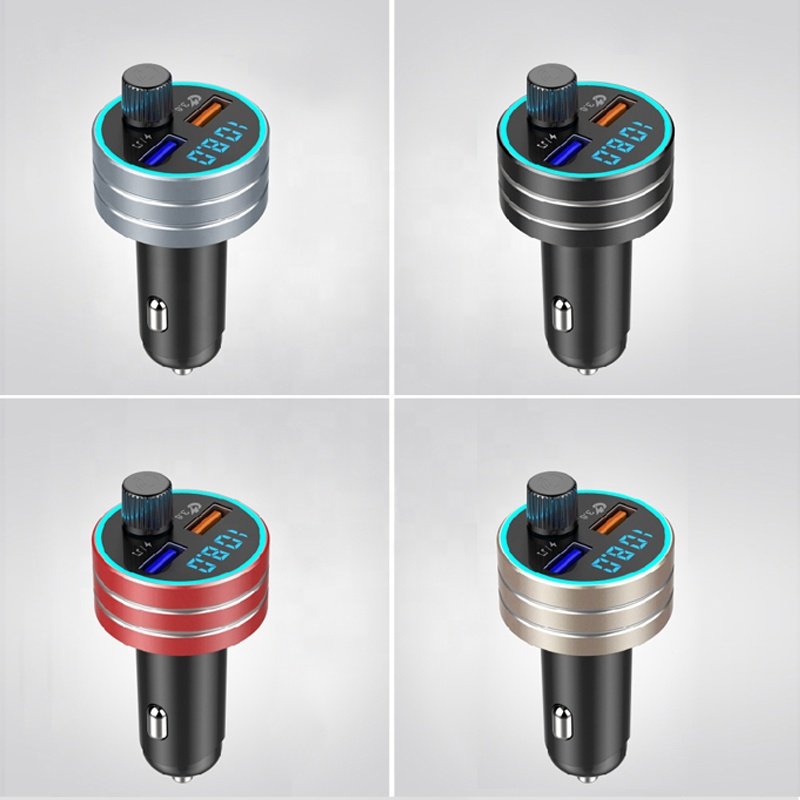 2022 Bluetooth 5.0 Car Kit FM Transmitter Hands Free MP3 Player with Dual USB Car Charger QC3.0 Fast Charger