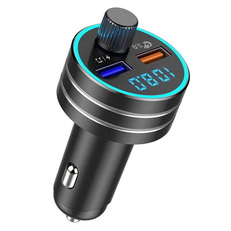 2022 Bluetooth 5.0 Car Kit FM Transmitter Hands Free MP3 Player with Dual USB Car Charger QC3.0 Fast Charger