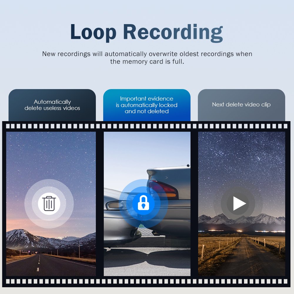 2K Dual Lens DashCam WIFI CPU NT96565 150° Wide Angle EACHPAI V6 Loop Recording & Supper Capacitor & 24 Hours Park Mode