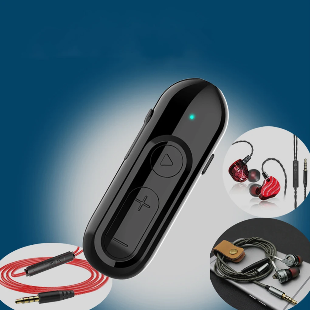 V18 Universal Bluetooth Receiver 3.5mm AUX Wireless Audio Receiver With Mic Long Battery Back Clip