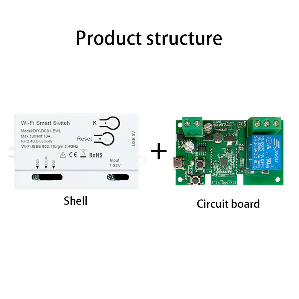 EWeLink WIFI 1CH Smart Switch 7-32V Wireless Inching Self-Locking Smart DIY Home Relay APP Voice Remote Control