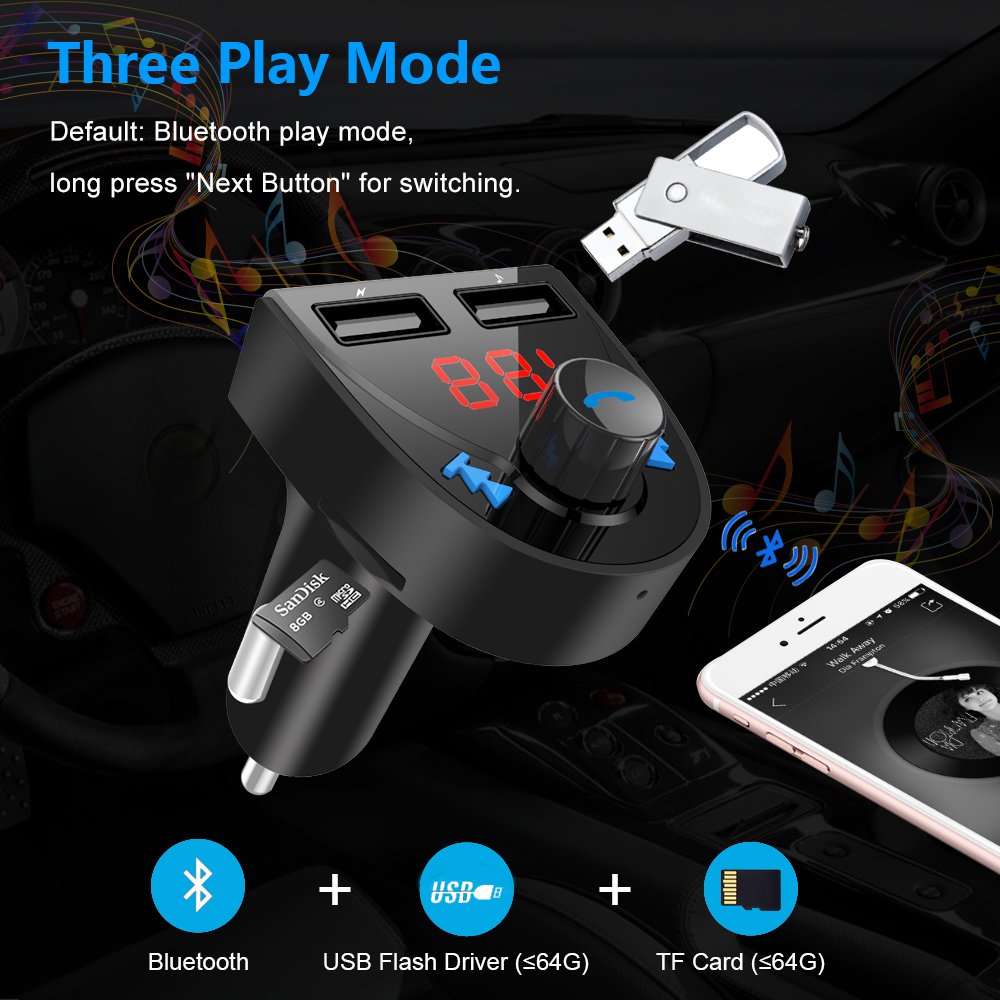 Universal Wireless Handsfree Bluetooth Car Kit HK201 With Dual USB Port Charger