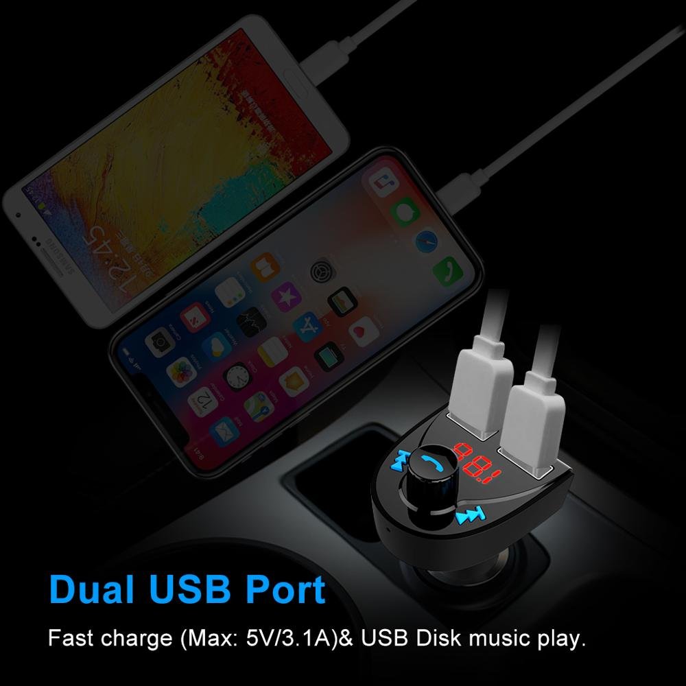 Universal Wireless Handsfree Bluetooth Car Kit HK201 With Dual USB Port Charger