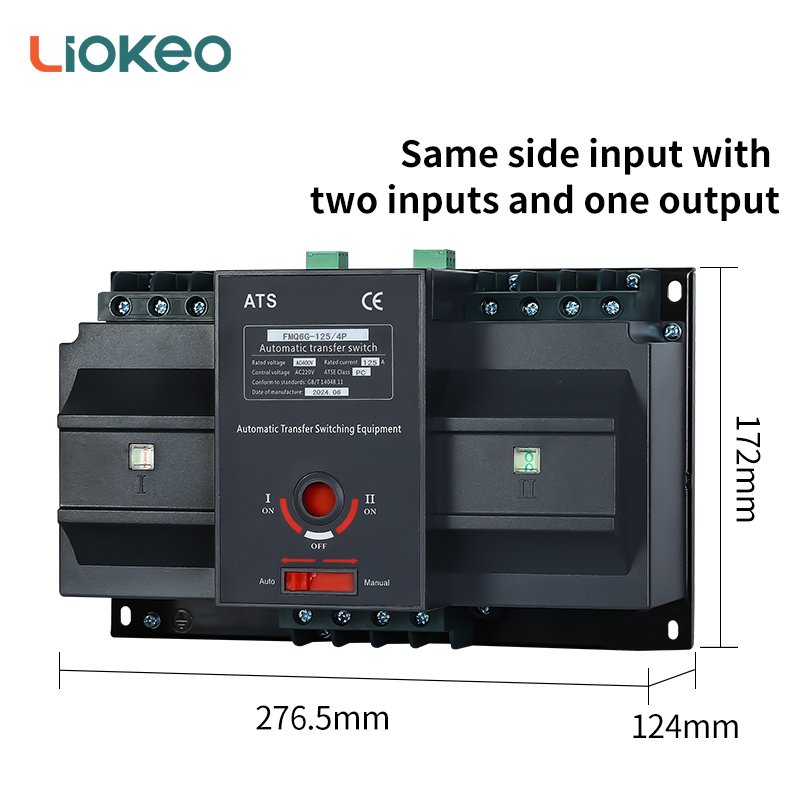 High Quality 125A/4P 380v Copper Iron Circuit Breaker Dual Power Automatic Transfer Switch