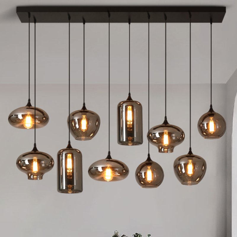 Modern Kitchen Island Smoke Grey Glass Ball Hanging Lamp Restaurant Decorative Nordic Modern Glass Pendant Light