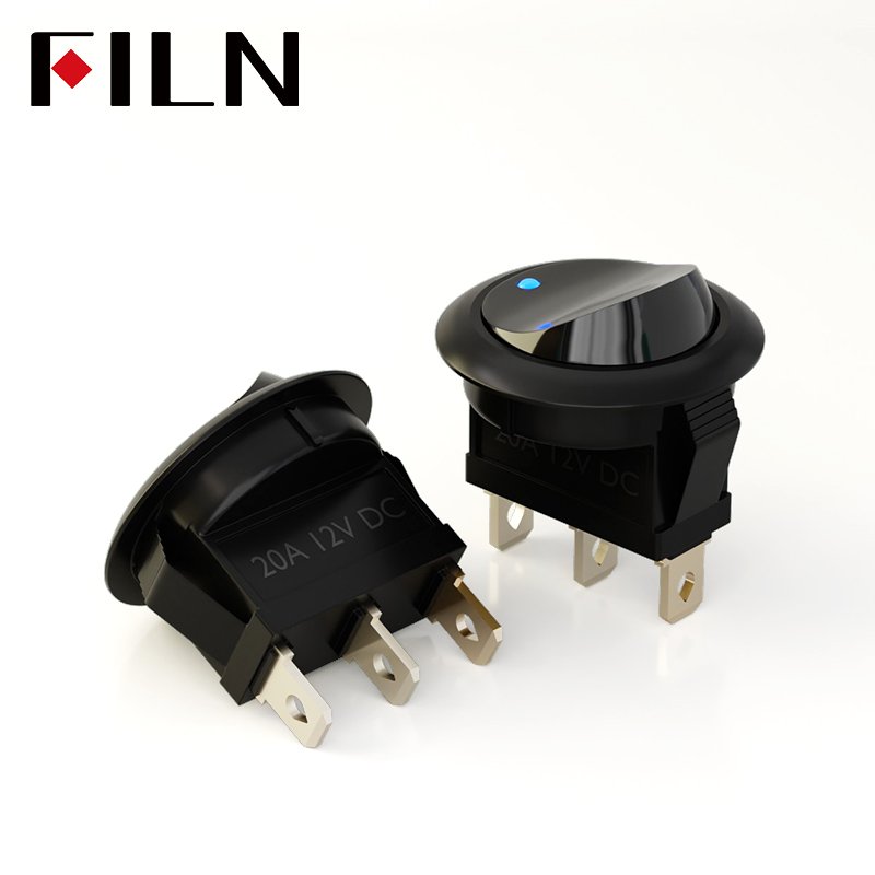 KCD1-105B-3 Black Round 20mm Rocker Switch For Car Dash On/Off/On Function 3pin 250vac Max. Voltage Automotive