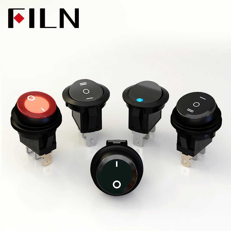 KCD1-105B-3 Black Round 20mm Rocker Switch For Car Dash On/Off/On Function 3pin 250vac Max. Voltage Automotive