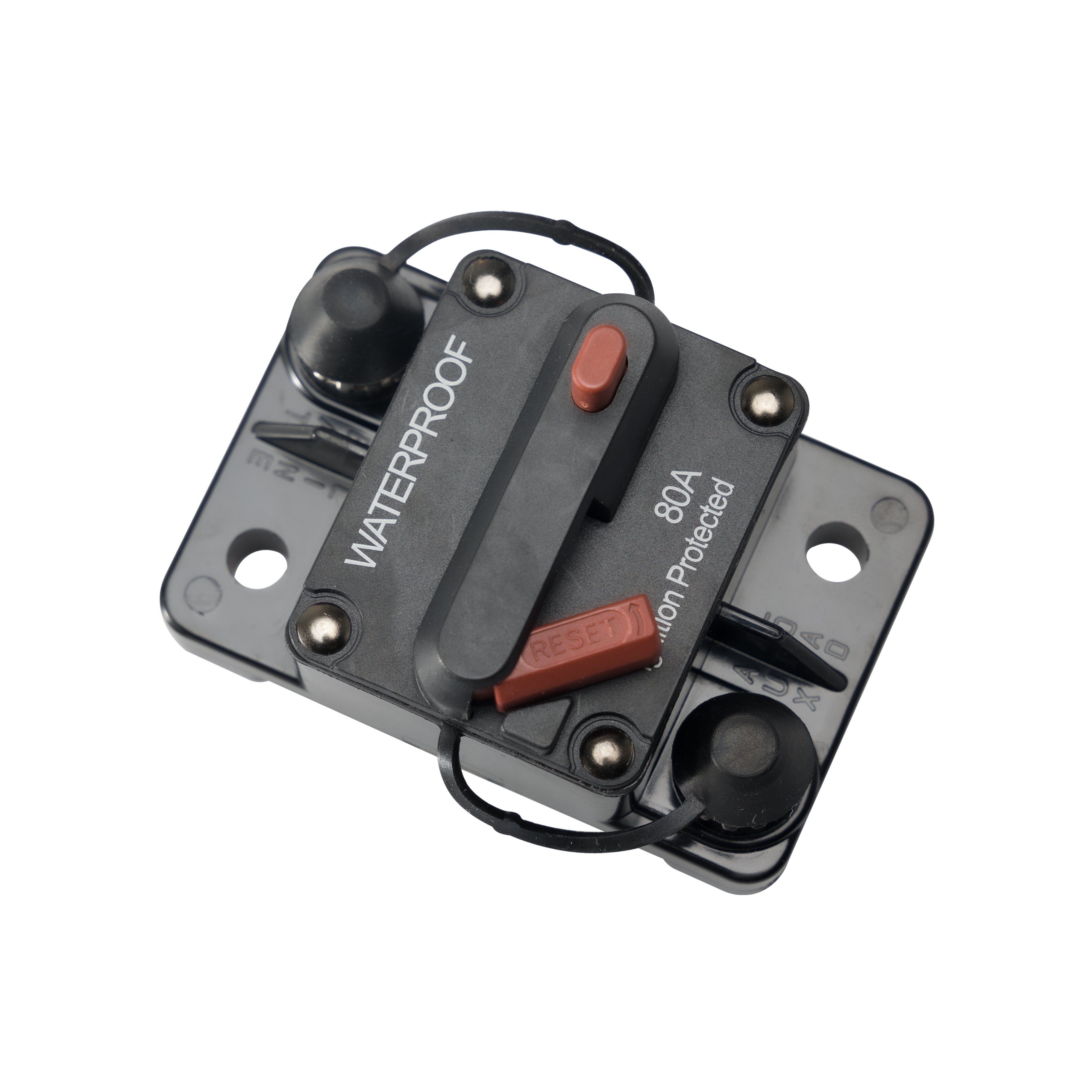 80A Premium High-Current Circuit Breaker with Fuse Manual Reset Switch Waterproof IP67 for Boat Marine RV Yacht Car 12-48VDC