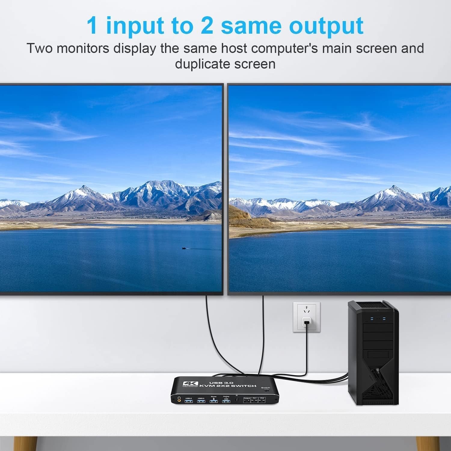 SYONG 2x2 HDMI KVM Switch 4K60Hz 2 in 2 Out Dual Monitor KVM HDMI Extended Display USB KVM Switcher 1080P@144hz PC Accessories