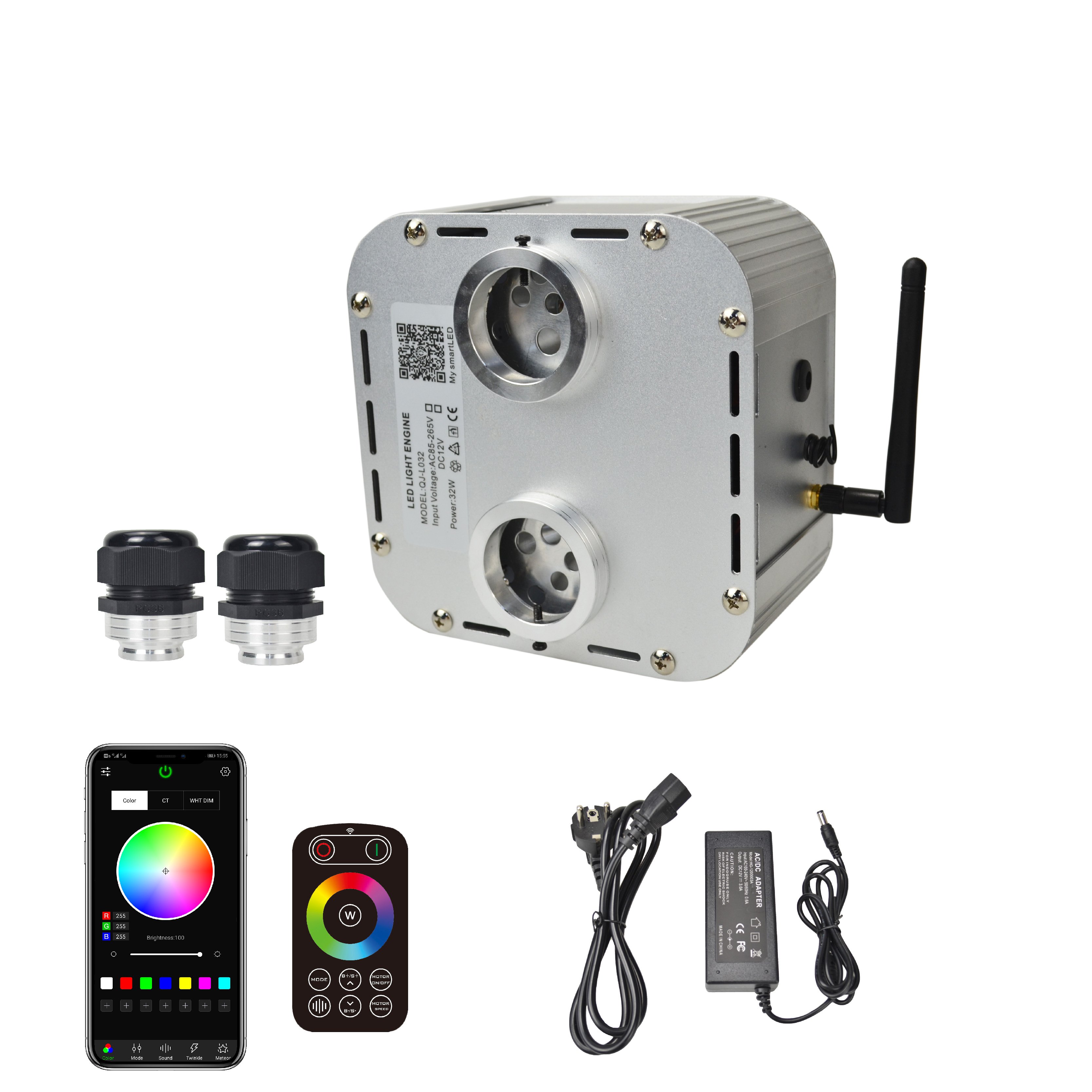 Double Head Twinkle 32W Touch APP Bluetooth-compatible Music Color LED Light Illuminator Fiber Optic Light Engine