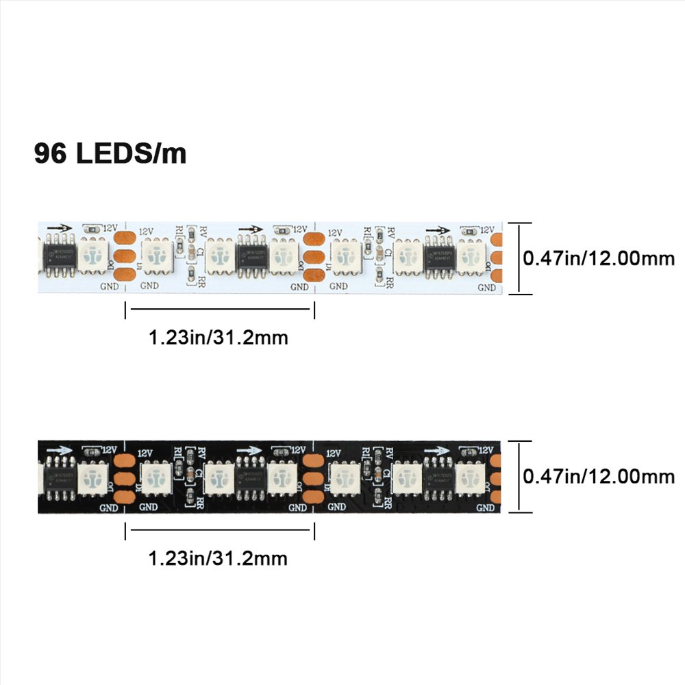 High Brightness 5m 10m No Votage Drop 12V Addressable SM16703SP3 96led Programmable RGBIC Pixel LED Strip Light for Project