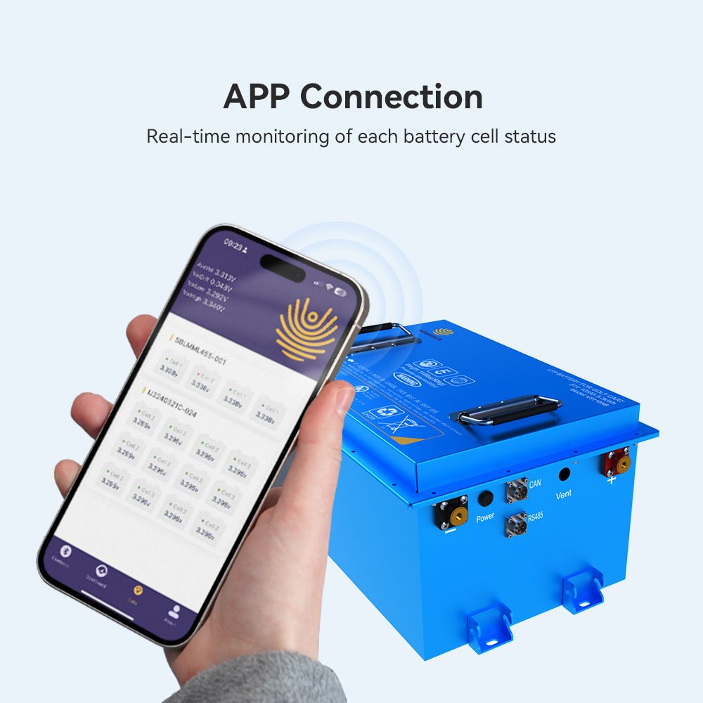 Customized Long Cycle Lithium Ion Battery 36V 48V 51.2V 72Ah 105Ah Golf Carts LiFePO4 Battery Pack with Bluetooth and Display