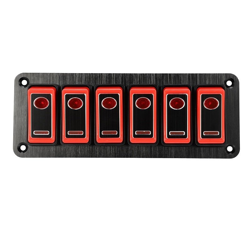 Vehicle Marine Electrical Waterproof Control 5 Pin Switch Panel 6 Gang Switch for Boat Car