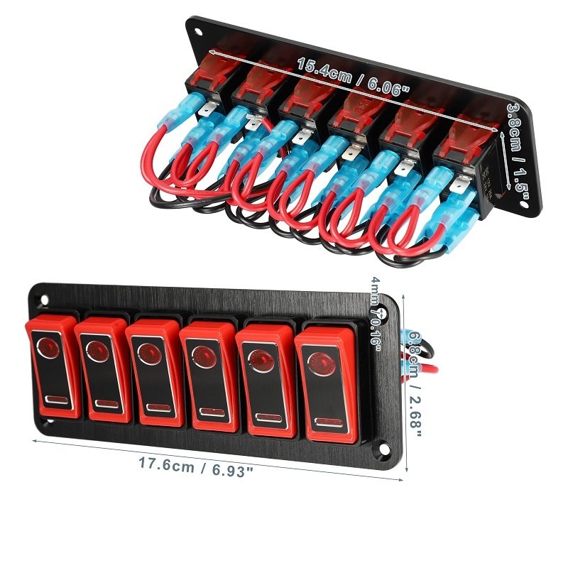 Vehicle Marine Electrical Waterproof Control 5 Pin Switch Panel 6 Gang Switch for Boat Car
