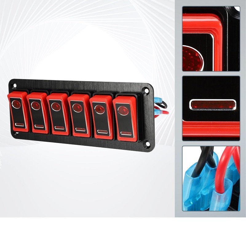 Vehicle Marine Electrical Waterproof Control 5 Pin Switch Panel 6 Gang Switch for Boat Car