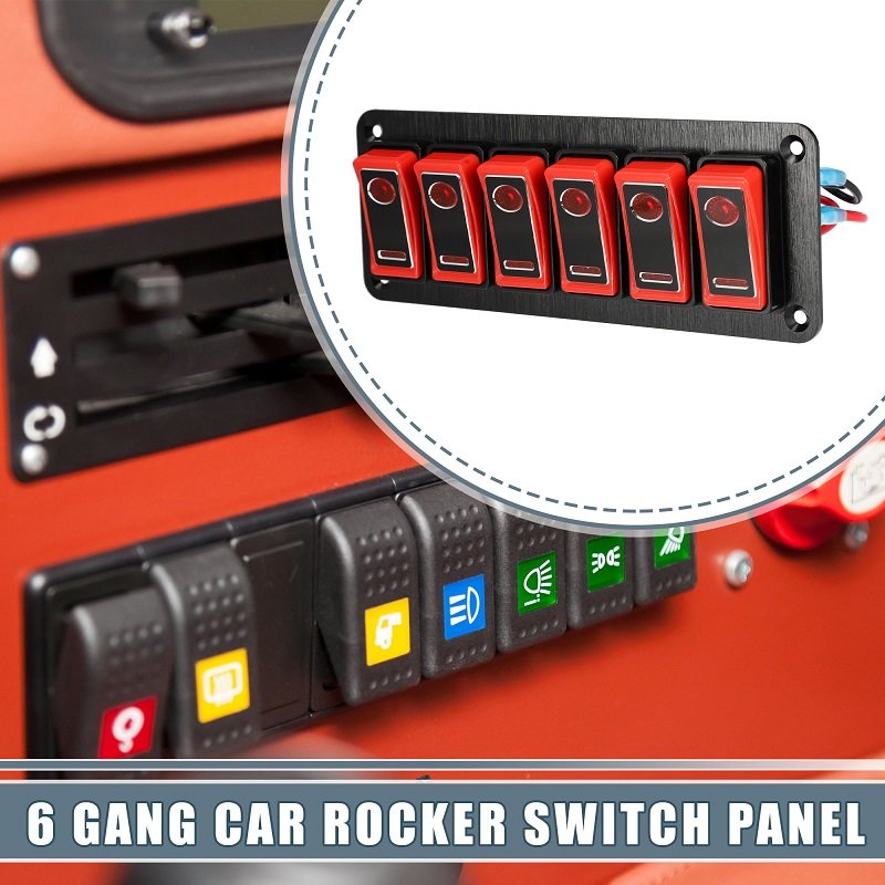 Vehicle Marine Electrical Waterproof Control 5 Pin Switch Panel 6 Gang Switch for Boat Car