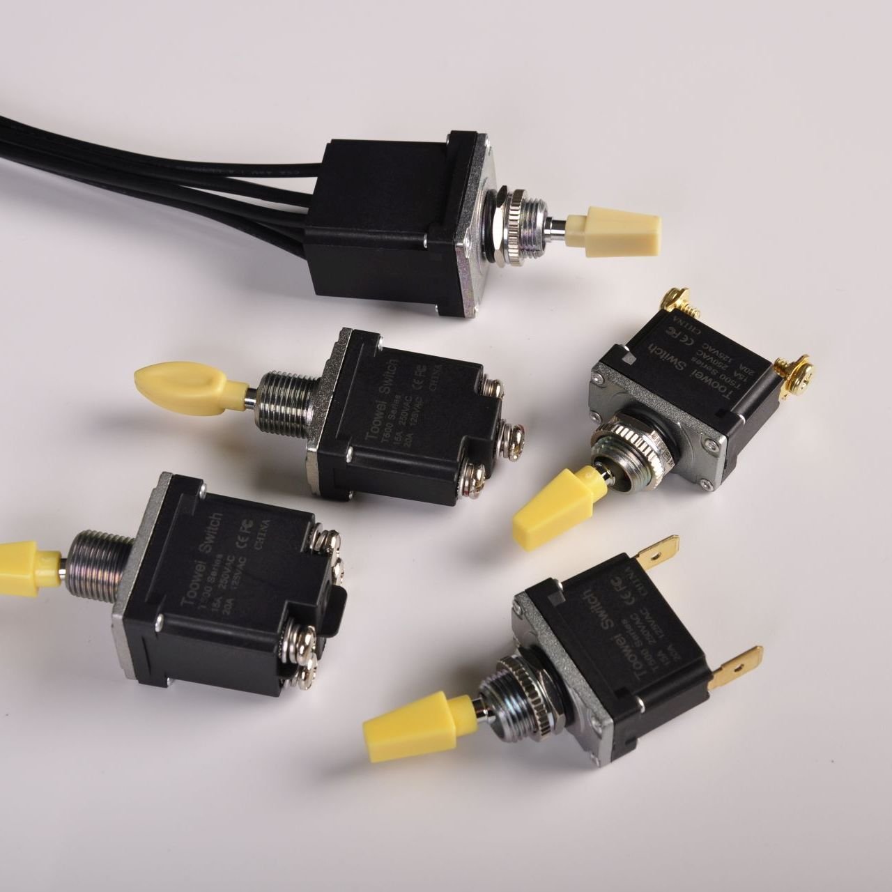 TOOWEI Toggle Switch Yellow Lever Handle Maintained Momentary Auto Return Waterproof Toggle Switches for Crane
