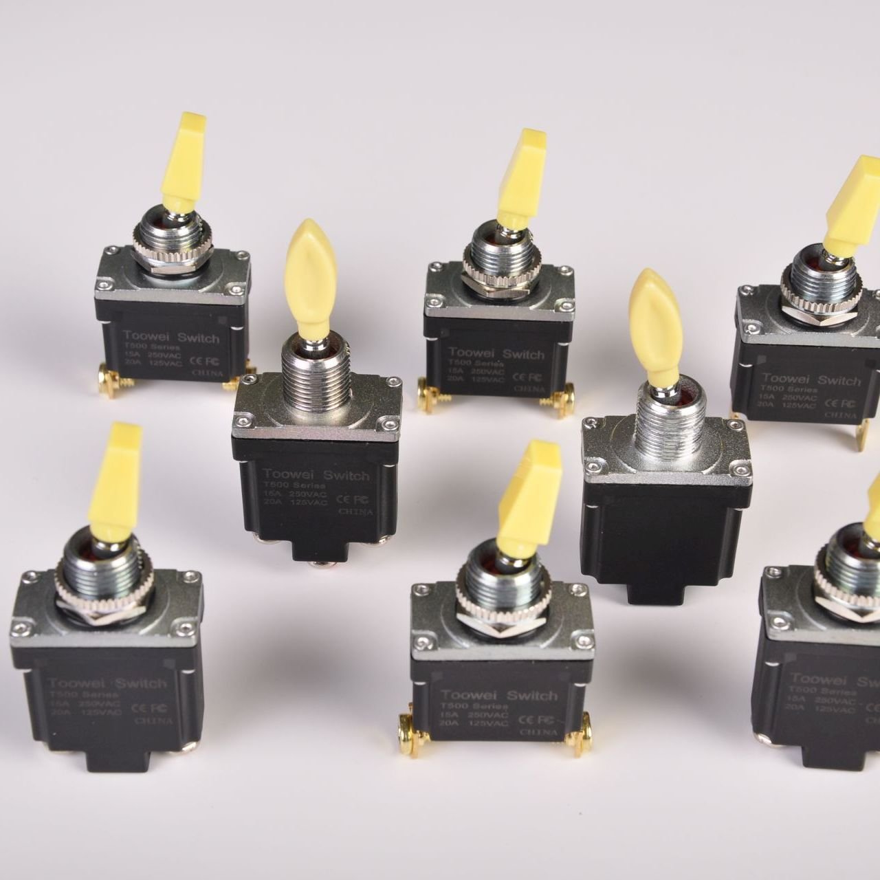 TOOWEI Toggle Switch Yellow Lever Handle Maintained Momentary Auto Return Waterproof Toggle Switches for Crane