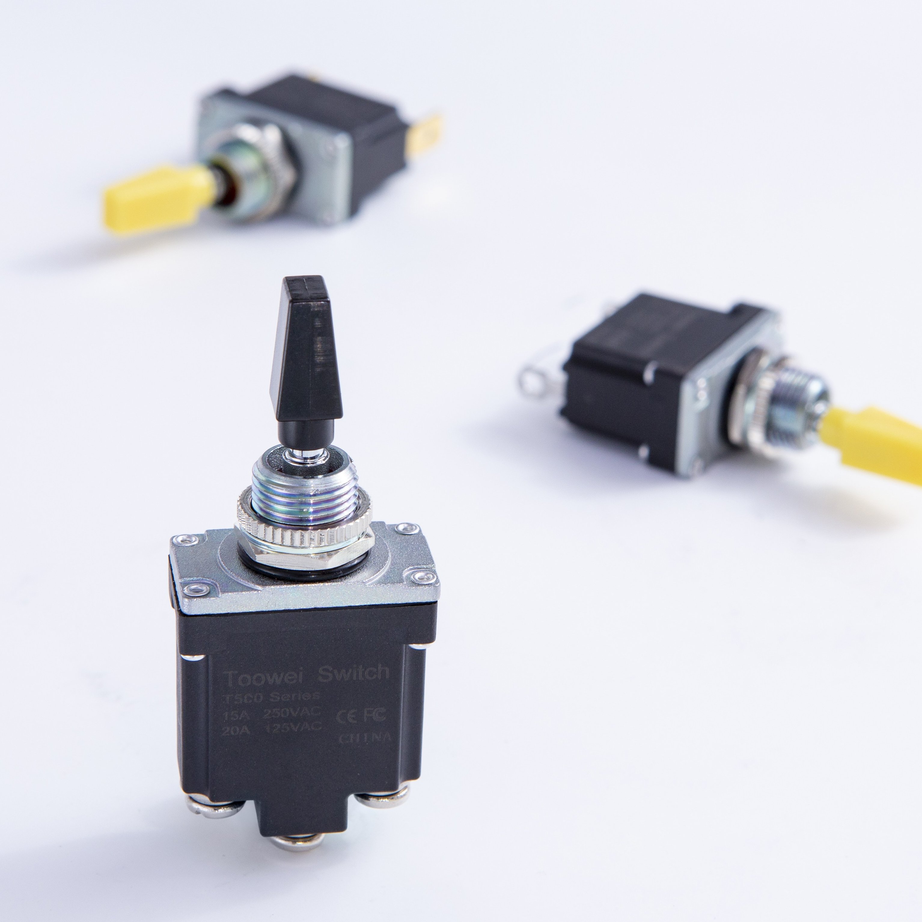 TOOWEI Toggle Switch Yellow Lever Handle Maintained Momentary Auto Return Waterproof Toggle Switches for Crane