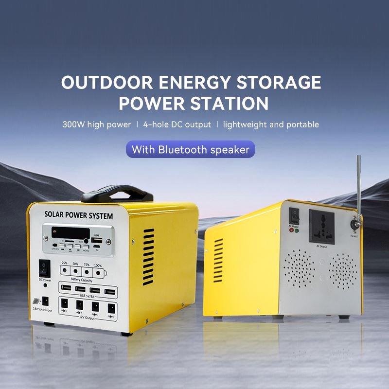 300Wh Outdoor Portable Power Station Solar Energy Storage Power Station 12V DC 110V AC Output USB Port LED Home Emergency Power