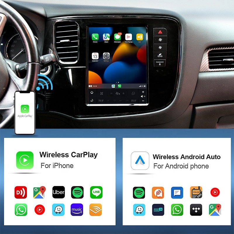 Car Dvd Player Carplay 10.4 Inch Car GPS Navigation for MITSUBISHI Outlander 2013-2020 Multimedia Player Car Play Android Auto