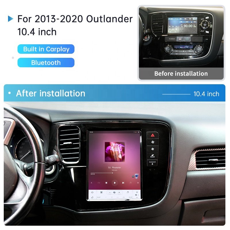 Car Dvd Player Carplay 10.4 Inch Car GPS Navigation for MITSUBISHI Outlander 2013-2020 Multimedia Player Car Play Android Auto