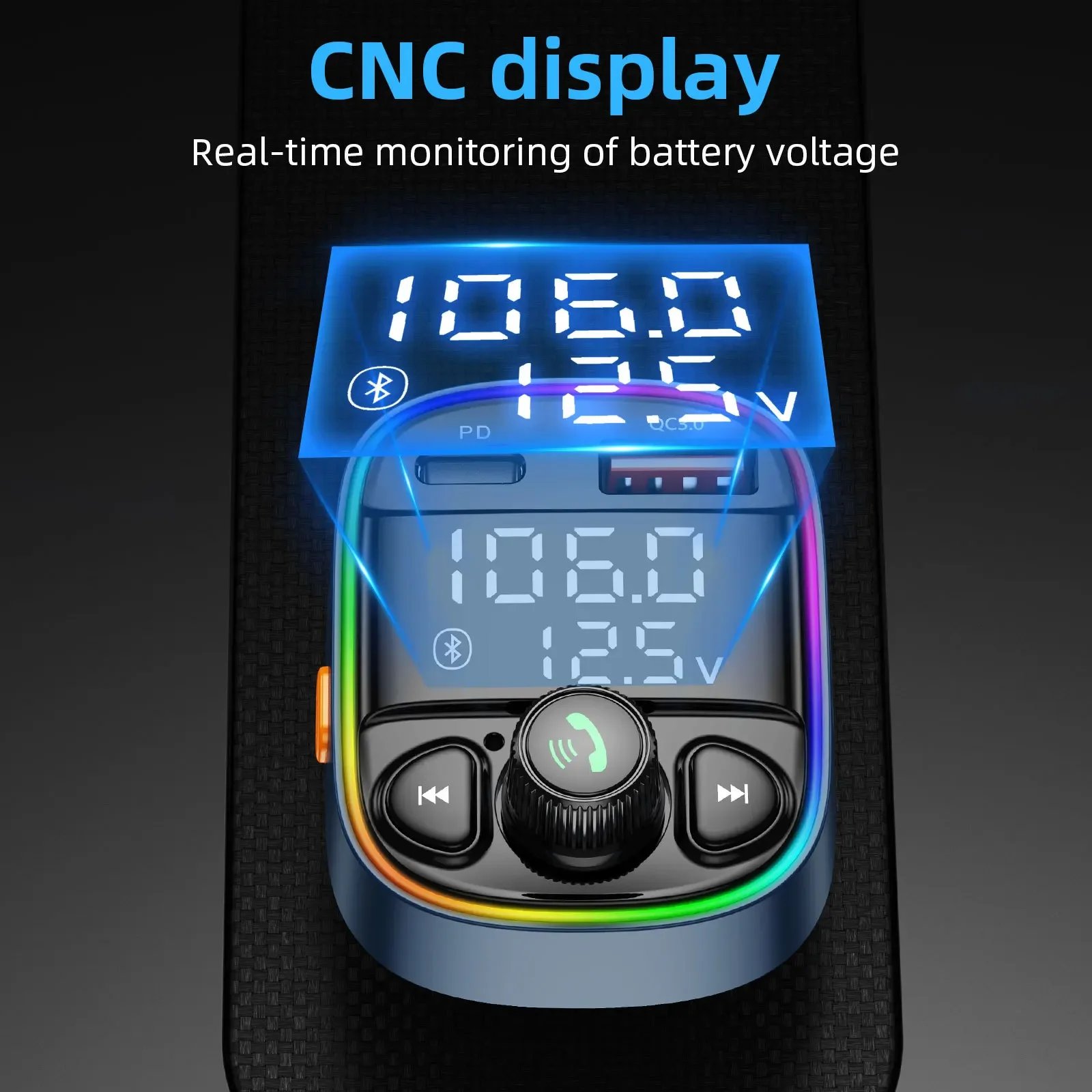 Dual Usb Ports Display Modulator Fast Charger Bluetooth Car Kit Hands Free Car Bluetooth Fm Transmitter Mp3 MP4 Player