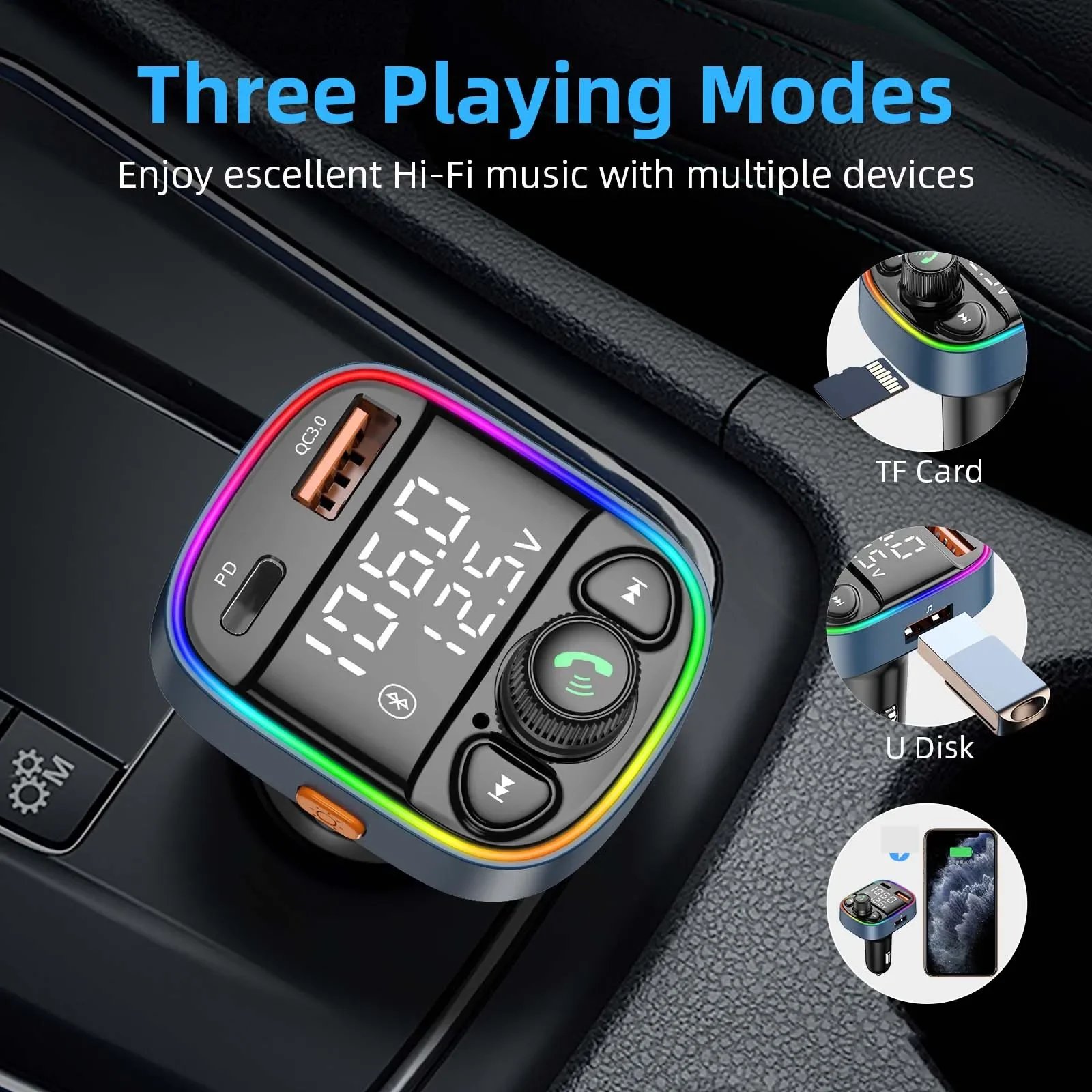 Dual Usb Ports Display Modulator Fast Charger Bluetooth Car Kit Hands Free Car Bluetooth Fm Transmitter Mp3 MP4 Player