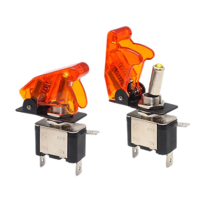12V 20A Auto Car Boat Truck Illuminated Car Aircraft R/B/G/Y/W Led Toggle Switch Control On-Off With Safety Aircraft Cover Guard