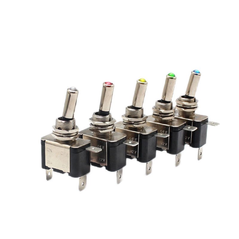 12V 20A Auto Car Boat Truck Illuminated Car Aircraft R/B/G/Y/W Led Toggle Switch Control On-Off With Safety Aircraft Cover Guard