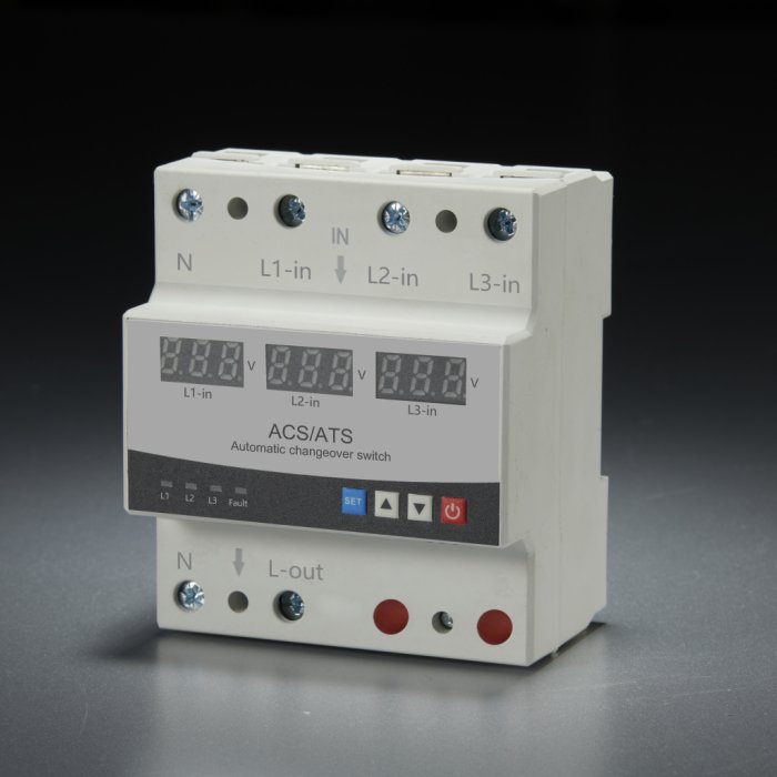 3Phase 63A 100A Over Under Voltage Protector ATS Automatic Transfer Switch Selector Uninterrupted Power Over Current Limiter