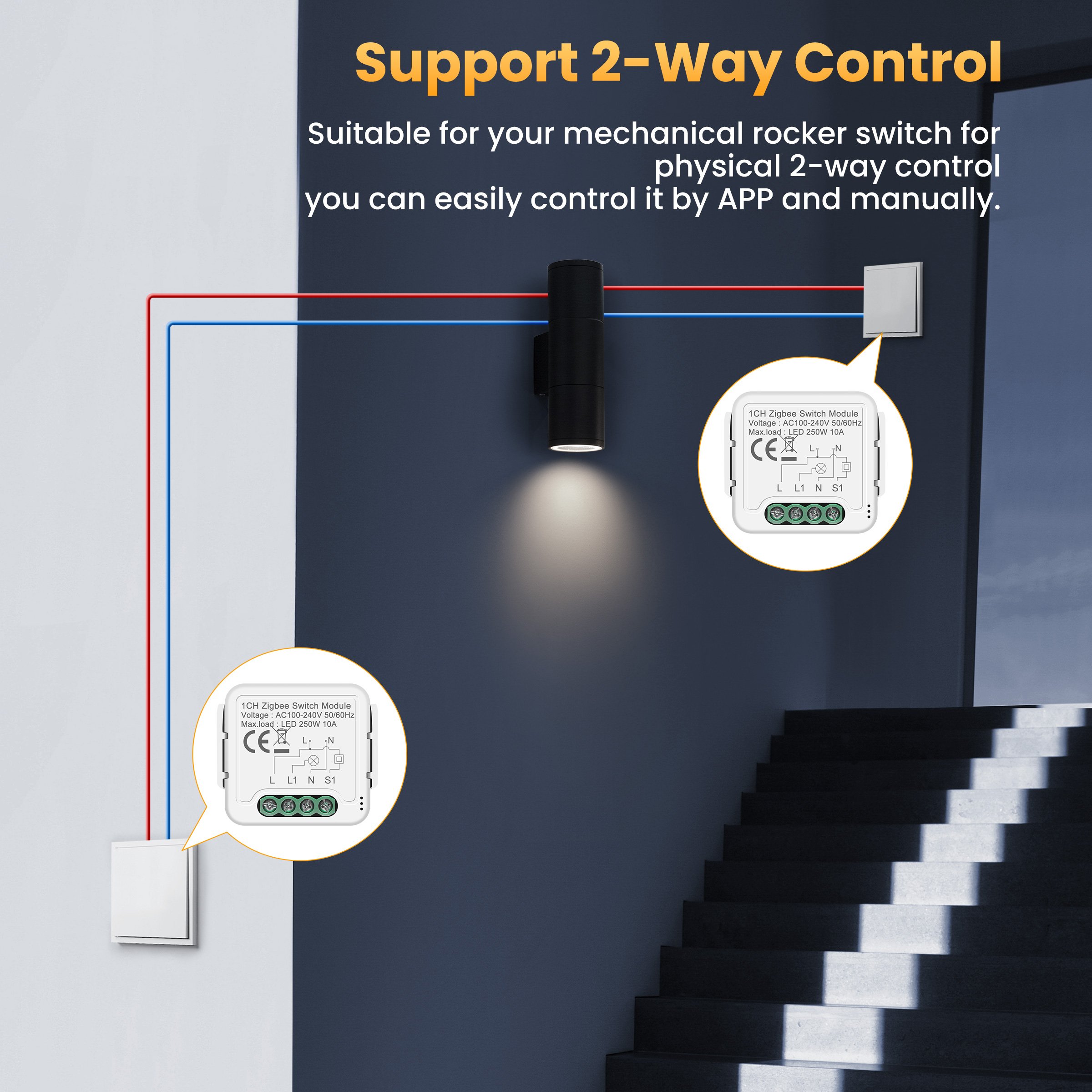 GIRIER ZigBee Light Switch Module Smart Home Automation Relay 1 2 3 4 Gang 100-240V Neutral Wire Required Works With Alexa
