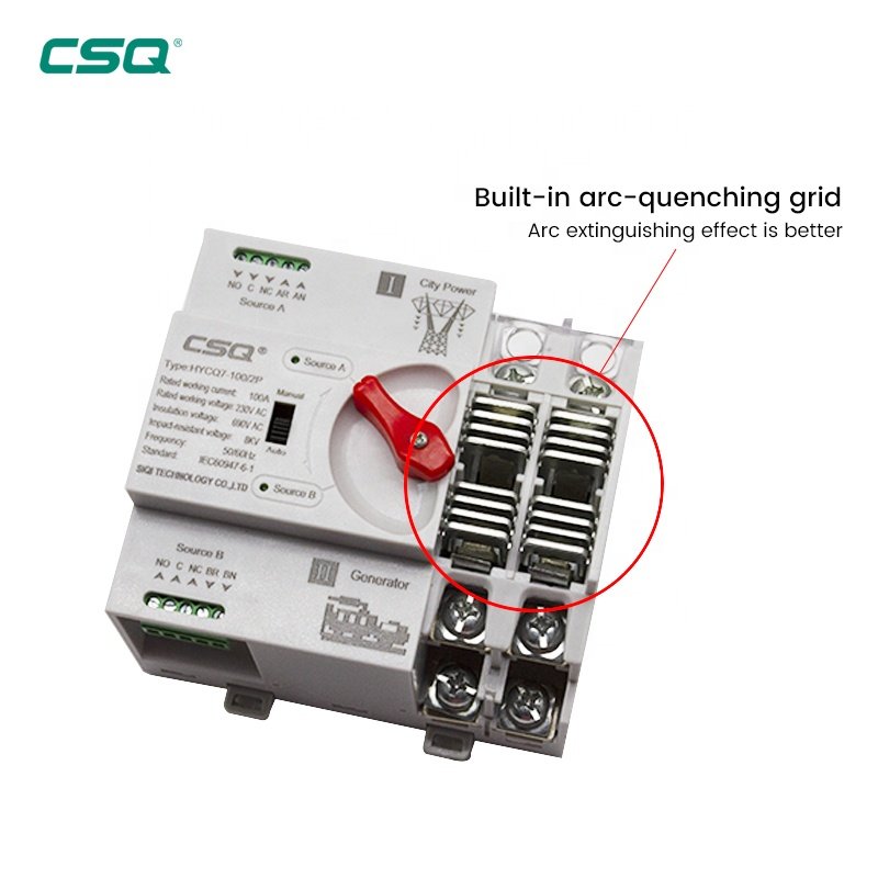 CSQ Ats Transfer Switch Automatic 2 Poles 2P 63 Amp Automatic Transfer Switch 4p 100 Amps for Solar 5.5Kw Diesel Generator