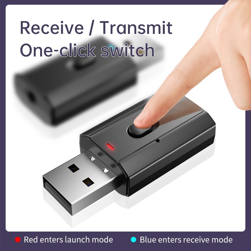 China Factory Music Wireless Adapter 2 in 1 USB Blue-tooth Compatible BT5.0 Audio Wireless Receiver Transmitter Car Kit