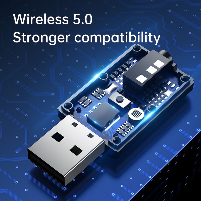 China Factory Music Wireless Adapter 2 in 1 USB Blue-tooth Compatible BT5.0 Audio Wireless Receiver Transmitter Car Kit