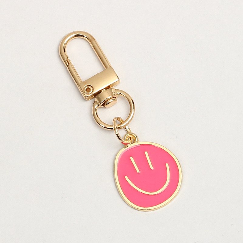 Xinxing Cute Happy Smiling Face Keychain Purple Black White Yellow Pink Blue Enamel Charm Metal Key Ring Accessories for Women