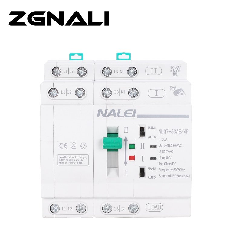 Photovoltaic 2P 4P Auto Changeover ATS Switch Dual Power 220V/380V 63A-32A Millisecond Level Switching Without Power Failure