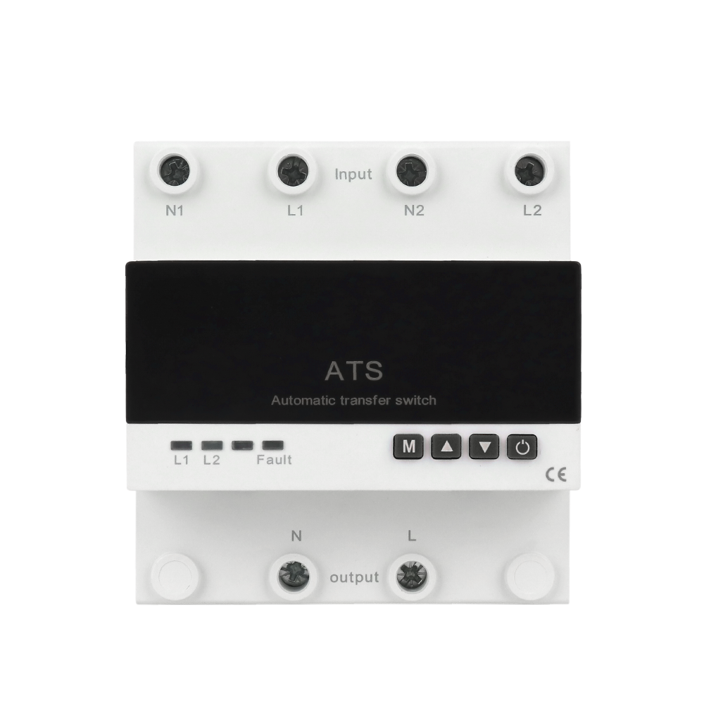 QJC New Adjustable 63a 220v 230V Din Rail ATS for PV and Inverter Dual Power Solar Auto Transfer Switch Ats