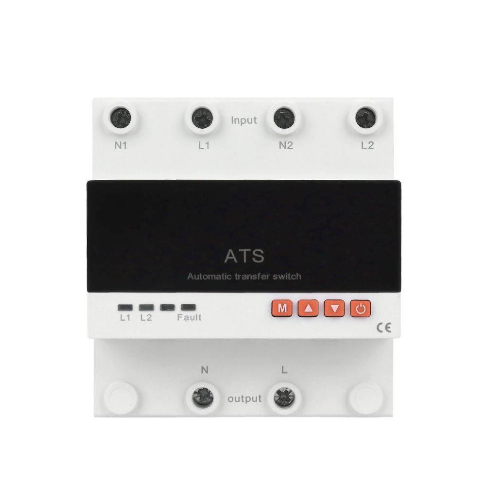 QJC New Adjustable 63a 220v 230V Din Rail ATS for PV and Inverter Dual Power Solar Auto Transfer Switch Ats