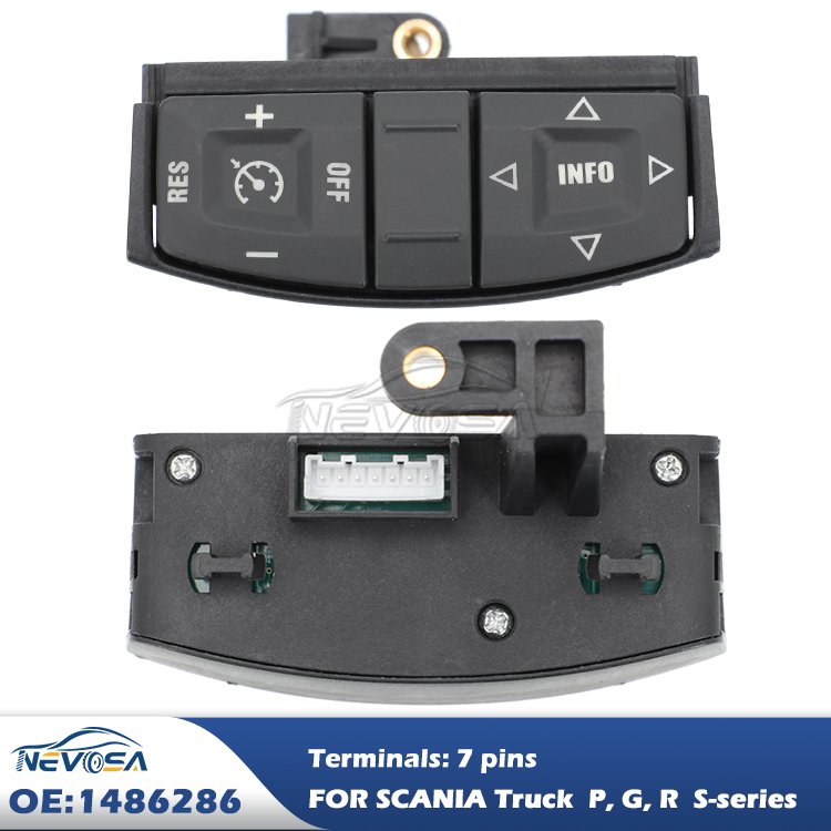 Nevosa 1486286 Cruise Control Switch 7 Pins Steering Wheel Lower Module Audio Control Switch for SCANIA P, G, R, T; F, K, N