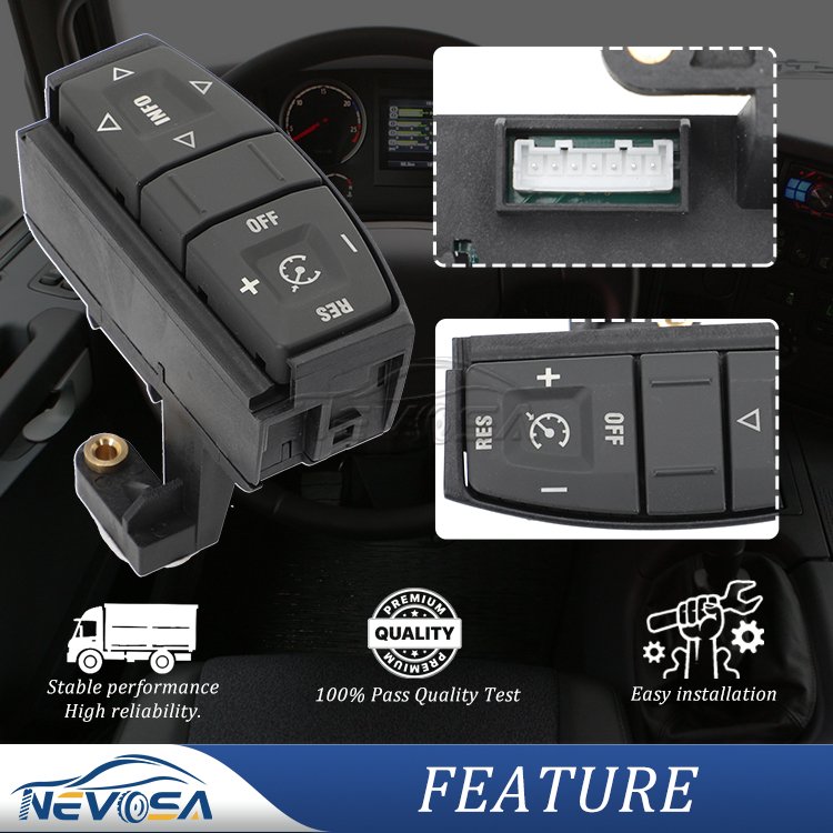 Nevosa 1486286 Cruise Control Switch 7 Pins Steering Wheel Lower Module Audio Control Switch for SCANIA P, G, R, T; F, K, N