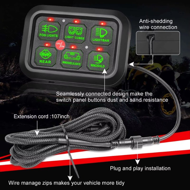 6 Gang RGB Switch Panel With ON-Off 12V LED Switch Control Box