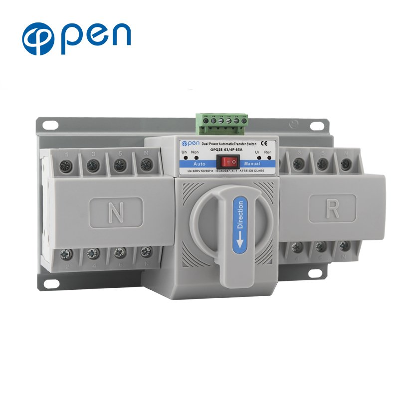 Auto Manual Switching Circuit Breakers 2P 3P 4P 63A Dual Power Automatic Transfer Switch AC230V 50/60Hz MCB