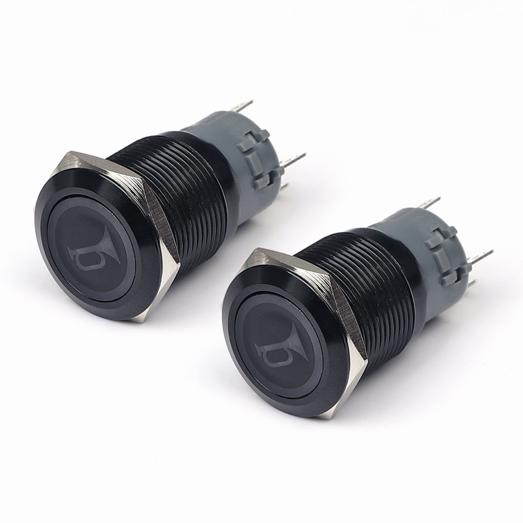 12V 5A 19MM Metal Horn Switch Speaker Momentary Light Button Led Illuminated Push Button Switches for Marine Boat Auto