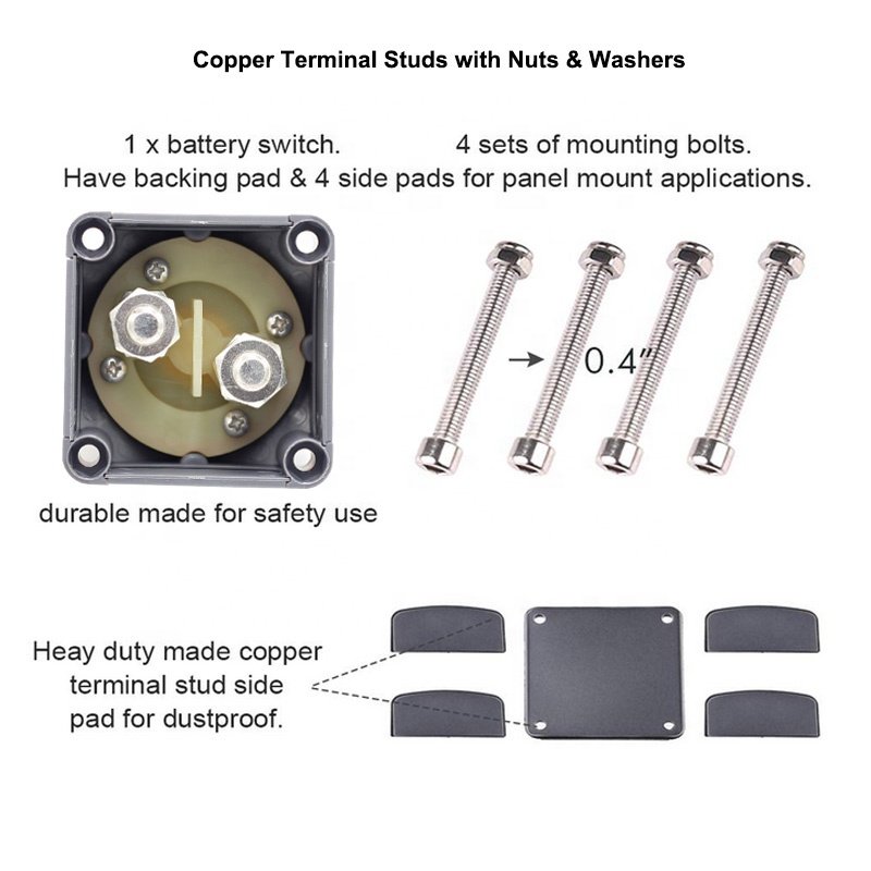 12-48V Battery Disconnected Switch 300A Dual Battery Isolator Main Kill Cut Off On/Off Switch for Truck Auto