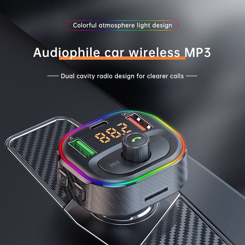 BT 5.0 Fm Transmitter 20W Pd Quick Car Charger Adapter 7 Colors Led Radio Adapter Music MP3 Player Wireless Handsfree Car Kit