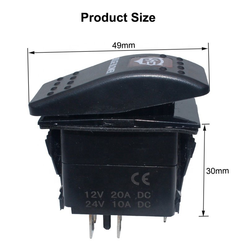 Marine Waterproof Laser Etched 24V 20A On/Off SPST 5 PIN Two LED Light Bar Illuminated Carling Bus Rocker Switches for Auto
