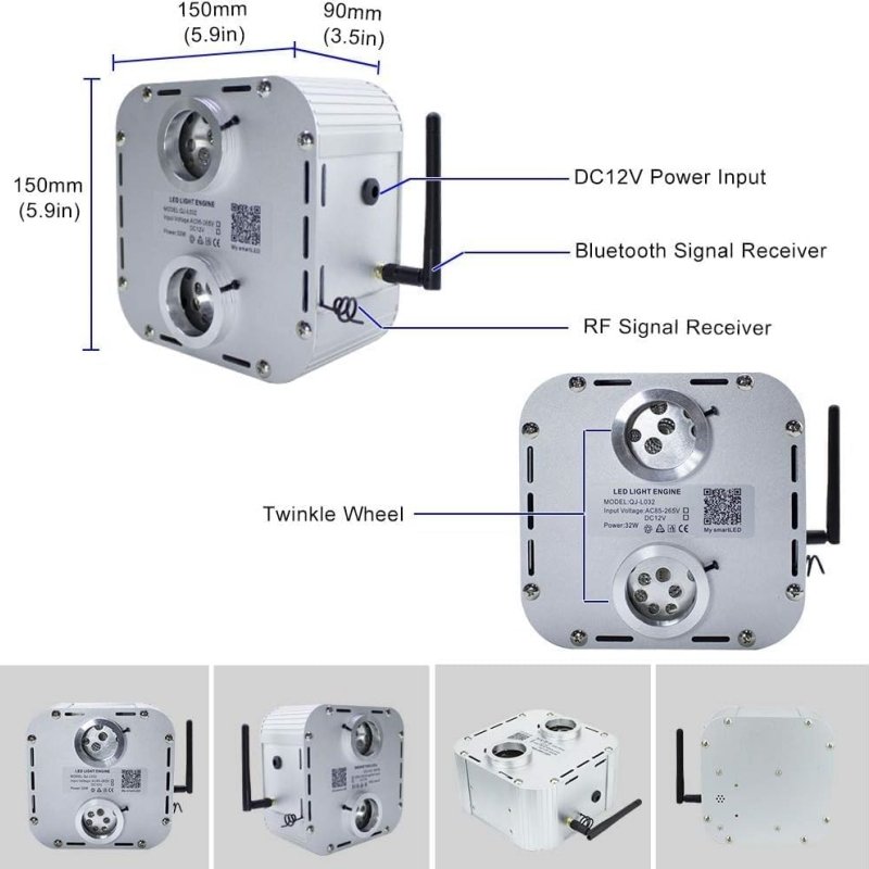32W Dual Port RGBW LED Fiber Optic Light 2000 Pcs Twinkle Starlight Headliner With Shooting Star for Car/Home Theater
