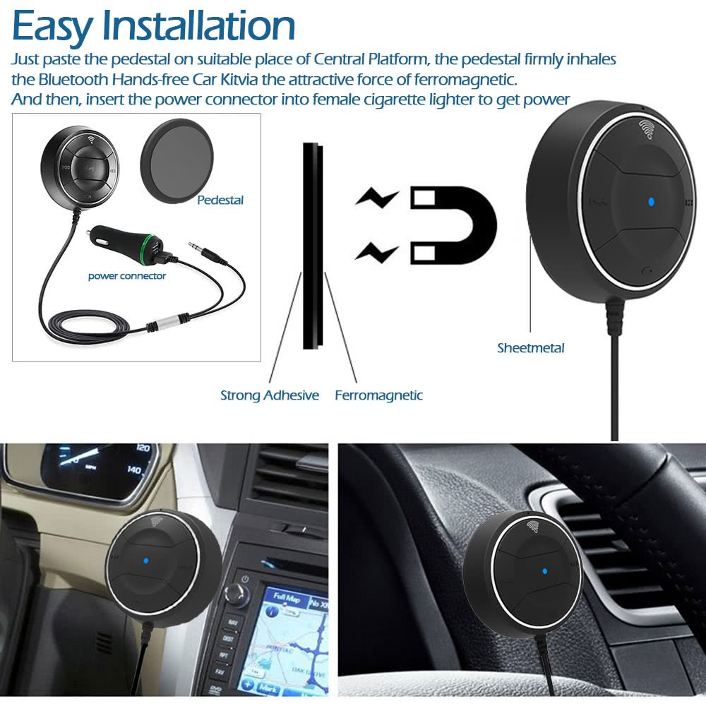 Bluetooth Receiver for Car, Bluetooth Car Kit HandsFree With Dual USB Car Charger